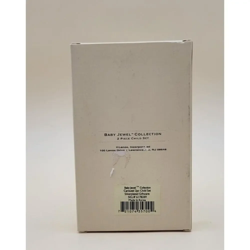 Lenox Baby Jewel Collection Child Fork and Spoon Set in Original Box - Carousel